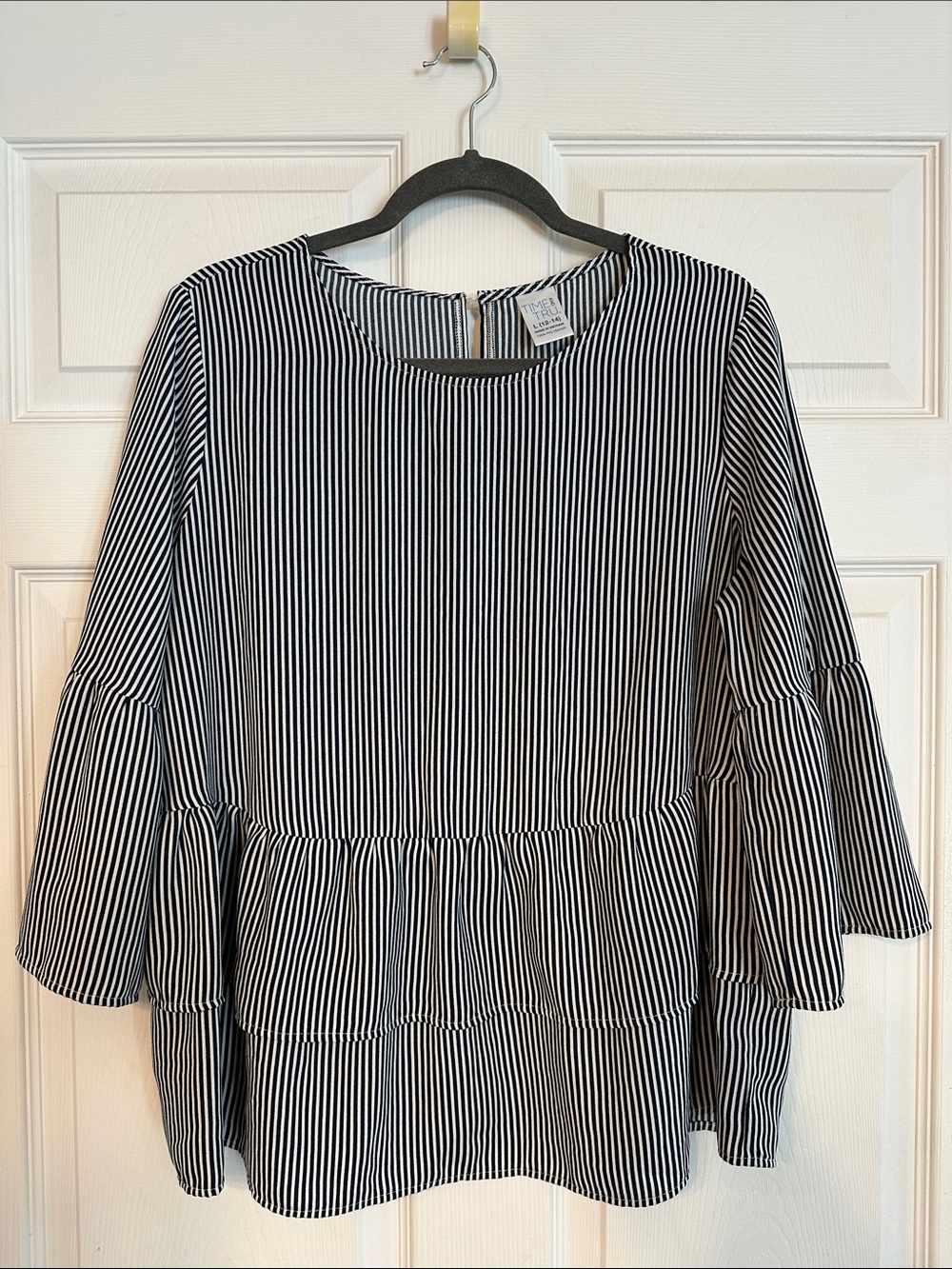Time and Tru Navy and White Striped Sleeveless Top